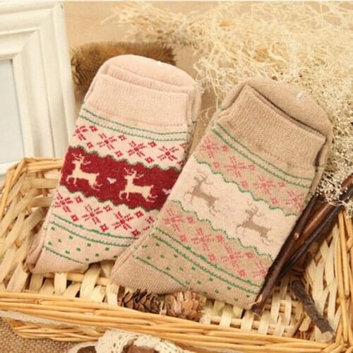 5 Colors Christmas Deer Socks Women Mens Cartoon Design Casual Knit Wool Socks Men Winter Warm Socks Decoration Supplies