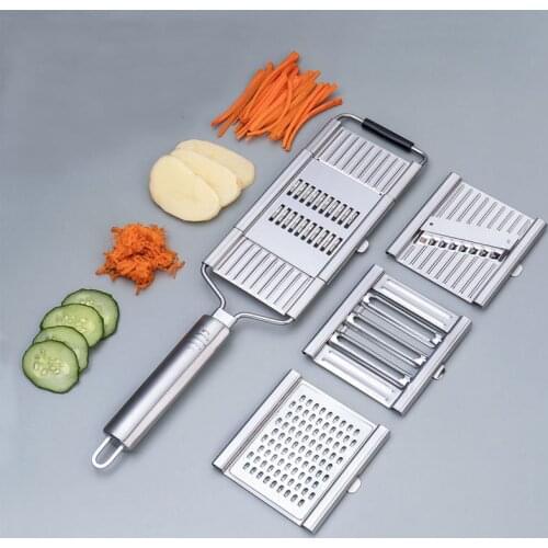 Vegetable Slicer Stainless Steel 3-in-1 Multi-purpose Fruit Potato Peeler Cutter Carrot Grater With Handle Shredder Kitchen Tool