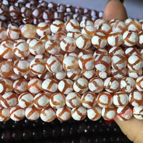Wholesale Green Orange white linen football natural agat round onyx faceted stone beads 8mm 15" strand/lot jewelry making
