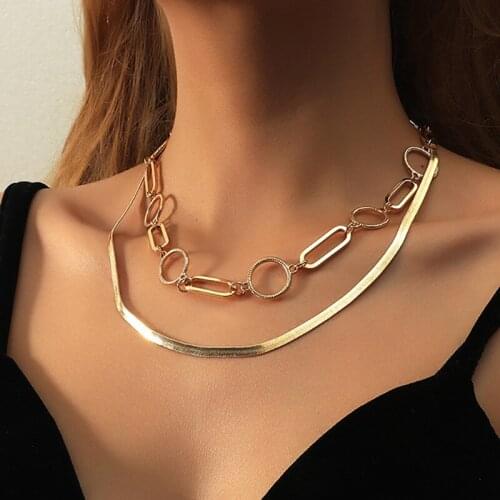 ORNAPEADIA 2021 New Fashion Jewelry Beautiful Gold Layered Necklaces for Women Girls Zinc Alloy Chain Choker Necklace