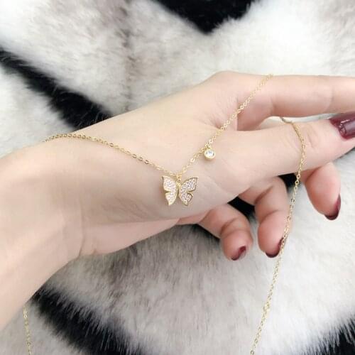 925 Sterling Silver Crystal Butterfly Charm Necklace Creative Elegant Chain Party Jewelry For Women Choker dz606