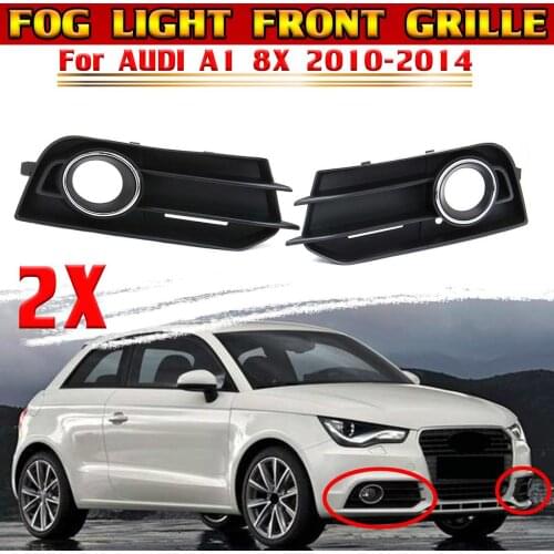 Pair A1 Front Bumper Fog Lights Cover Frame Fog Lamp Grille Grill Headlights Protector Cover Lamp Hood For AUDI A1 8X 2010-2014