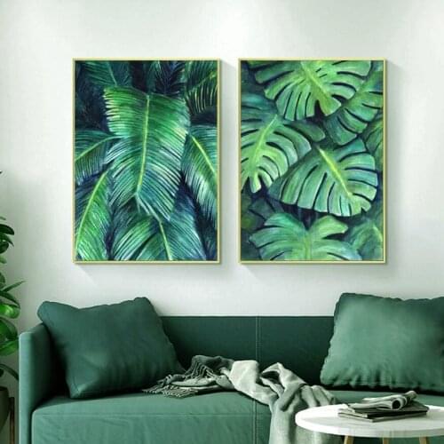 Tropical Palm Leaf Botanical Posters and Prints Nordic Green Plants Watercolor Wall Art Canvas Painting Pictures Home Decor