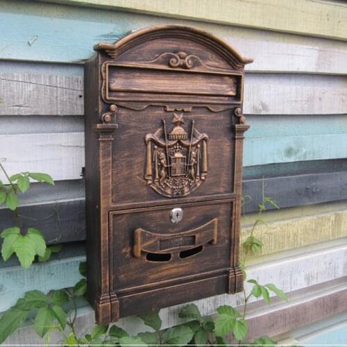 Retro Mailbox Villas Post Box European Lockable Outdoor Wall Newspaper Boxes Secure Letterbox Garden Home Decoration WF1029