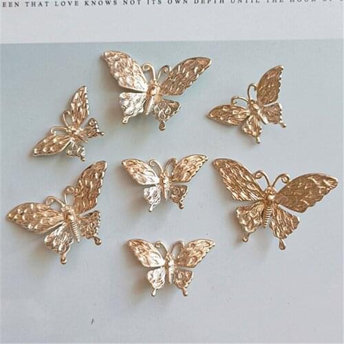 SEA MEW 40 PCS Fashion Style Metal Alloy KC Gold Butterfly Connectors Charm For Jewelry Making