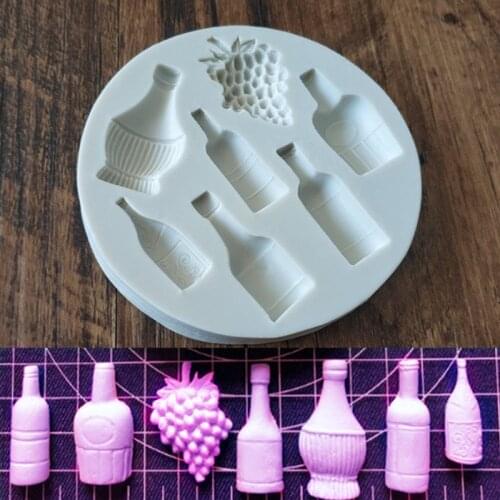 Wine Bottle Fondant Cake Silicone Mold Pastry Chocolate Mould Candy Biscuits Embossing Molds Baking Cake Decoration Tools Aouke