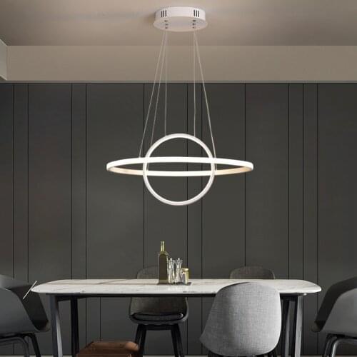 NEO Gleam RC Dimmable Modern Led Chandeliers For Dining Kitchen Room Oval Shape Aluminum White Hanging Chandelier Fixtures