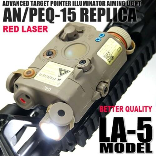Tactical PEQ-15 LED Weapon Light with Red Laser Hunting Rifle White Light Illuminator Upgraded Version