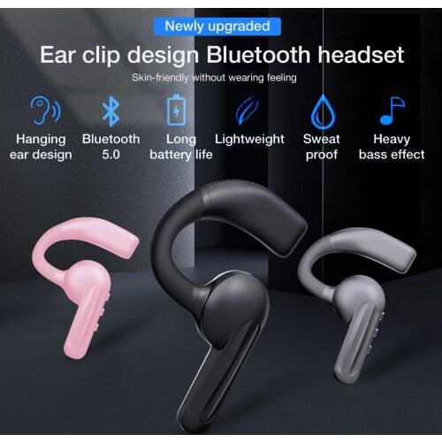 Comfortable Bone Conduction Wireless Bluetooth Earphone For Phone Ear Clip Headset With Mic Earpieces For IPhone Android Casque
