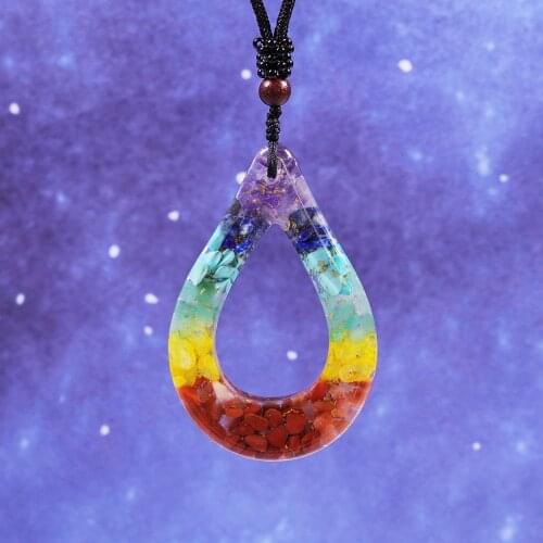 Reiki Healing Colorful Stone Orgone Energy Pendant Natural 7 Chakra Necklace Pendulum Amulet Orgonite