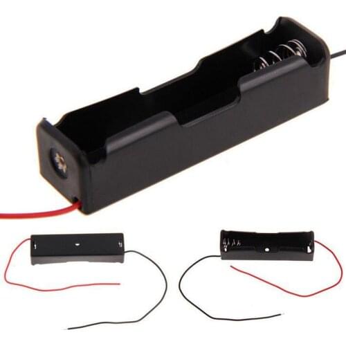 High Quality Electronic DIY Plastic Black 18650 Battery Holder 3.7V Clip Case With Wire Lead Battery Storage