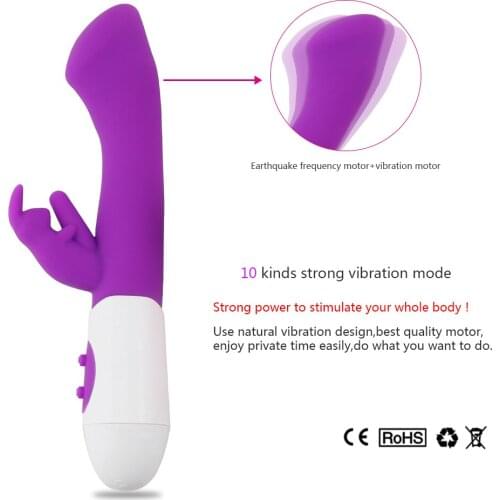 Female Adult Toy Dual-Action Rabbit Vibrator Dildo For Clitoral & G-Spot Massage Sex Toys For Women Couple Masturbator