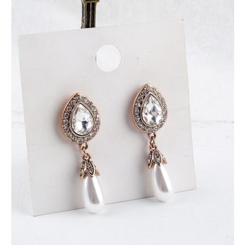 European Style Fashion Rerto Set Crystal Simulated Pearl Women Dangle Earrings Factory Wholesale