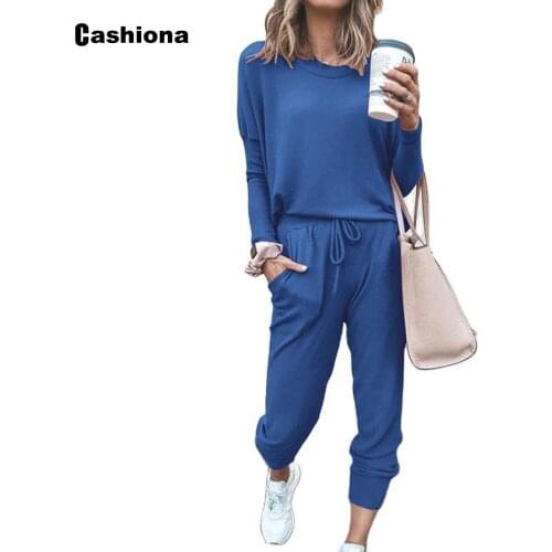 Plus size 3xl Two Piece Set Women 2021 Spring Autumn New Long Sleeve Top Casual Loose Pants Set Woman Blue Tracksuit Streetwear