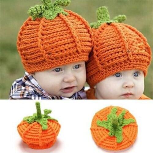 Winter Warm Kids Knitted Hats Cute Crochet Knitted Halloween Party Pumpkin Children Soft Warm Caps Newsboy Cap
