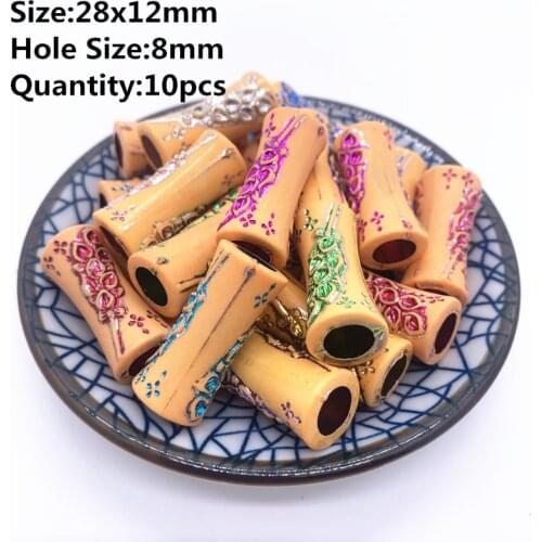 New 28x12mm 10pcs Retro Acrylic Beads Imitation Wood Beads Oval Shape For Handmade DIY Necklace Jewelry Accessories Making#04