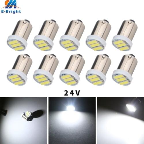 10pcs DC 24V T11 T4W BA9S 7014 3 SMD Led Bulbs Car Light Replacement Reverse Reading Tail Lights White