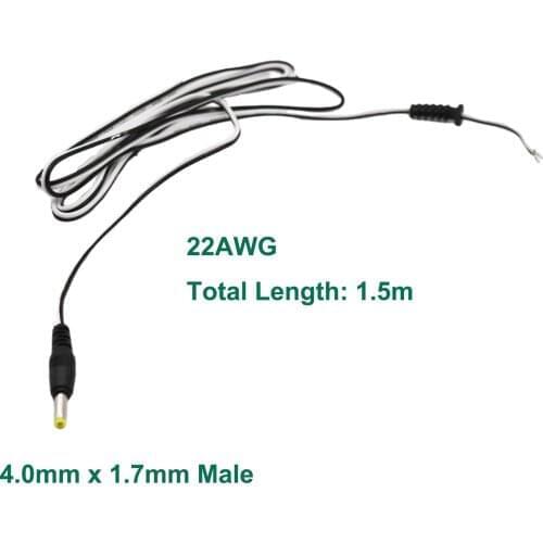 10pcs CCTV DC Power Tip Cord Cable 4.0mm x 1.7mm Male Plug With Cord Connector 5ft/1.5M for Laptop Charger 22AWG