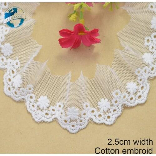 2.5cm white lace cotton embroidery lace french lace ribbon fabric guipure diy trims warp knitting sewing Accessories#3687