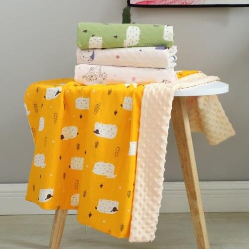 2 Layers 3D Minky Dot Cartoon Cotton Coral Fleece Soft Lunch Break Blanket Back Seat Cover Quilt
