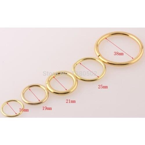 20pcs/lot 16/19/21/25/38mm O ring Metal gold Plated Collars Round Loops Belt bag Clothes Buckle