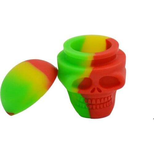 20pcs 3ml Bho Skull Silicone Wax concentrate oil container jar for Bho Slick butane oil Dab wax jar recipiente de silicona