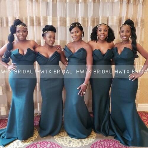 African Women Long Bridesmaid Dresses Sleeveless Mermaid Wedding Party Formal Gown Maid Of Honor Robe De Soirée De Mariage