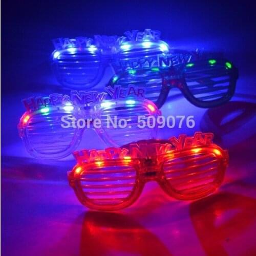 Free shipping 120pcs/lot 3mode "happy new year " Shutter eyeglass flashing led glasses blinking glasses for party supplies