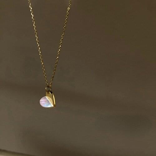 Fashion Silver Color Tiny Shell Heart Rainbow Bohemian Choker Necklace For Women Chain Heart Shape Pendant Necklace Gift