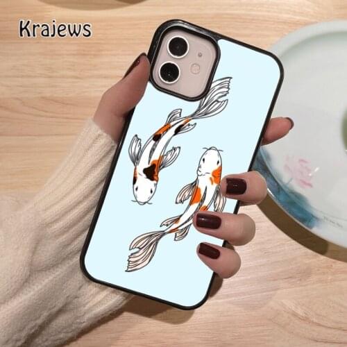 Krajews Koi Fish coque Phone Case for iPhone 12 mini 5 6S 7 8 PLUS X XS XR 11 PRO MAX SE 2020 Back Cover Funda Shell