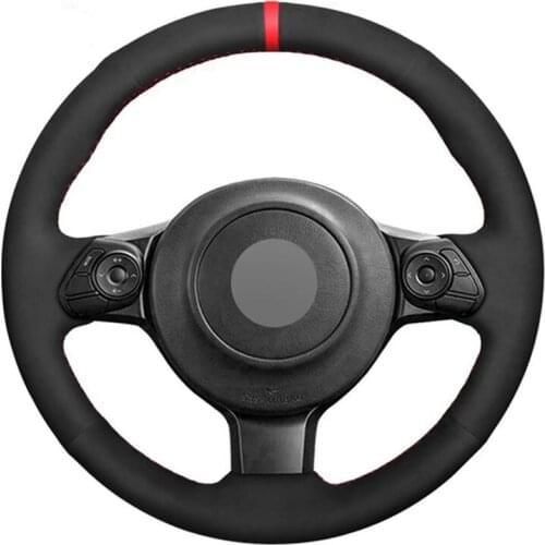 Car Steering Wheel Cover Black Genuine Leather Suede For Toyota 86 2016-2019 Yaris 2016-2019 Subaru BRZ 2016-2019