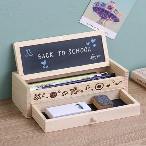 Double Layer Pencil Case High Grade Creative Wooden Pencilcase For Kids High Capacity Pen Bags Children School Supplies