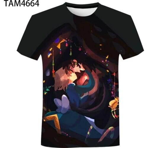 Howls Moving Castle Summer New Short Sleeve T-Shirt 3D Anime Printing Mens Womens Childrens Harajuku Cute Top