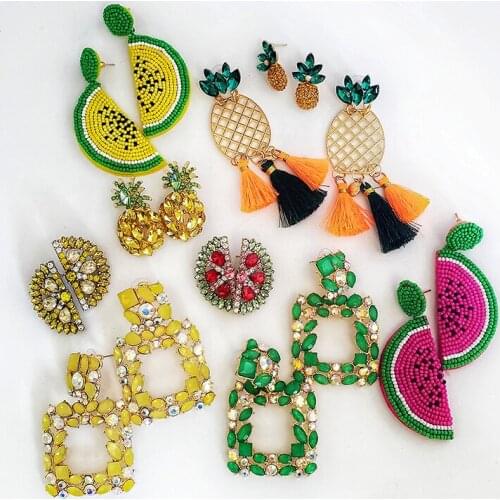 JURAN Fruits-Ice Cream-Bird Earrings for Women Rhinestone Drop Earrings Girls Party Hanging Earrings Wedding Party Jewelry Gifts