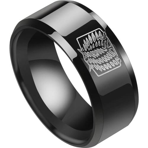 Size 7-13 Stainless Steel Hot Sale Anime Attack on Titan Rings for Unisex Black Finger Wedding Cosplay Jewelry Rings Fans Gift