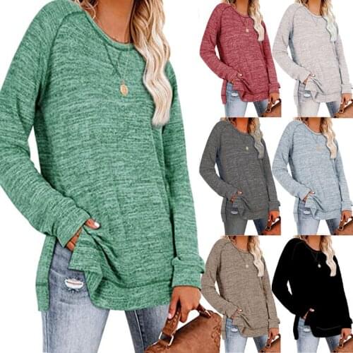 Korean clothing fashion European and American solid color sweater cross round neck long sleeve split top oversized sweatshirt