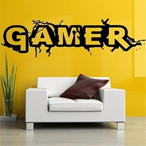 Creative Gamer crack wall sticker for kids Room Bedroom Background Decorative Painting Paper poster Removable Carved Stickers