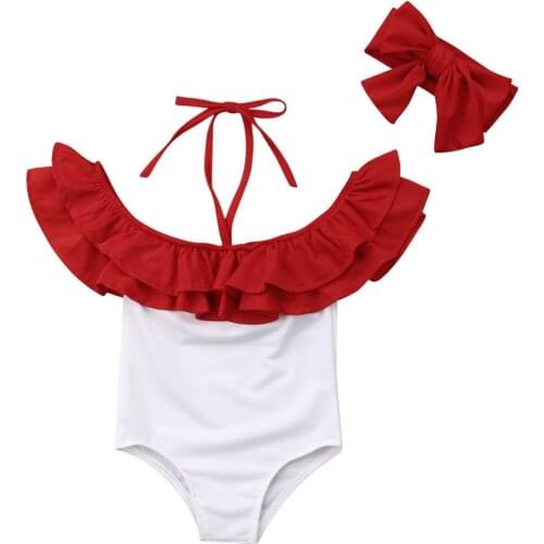 1-5Years Baby Girls Toddler Kids Ruffles Swimwear Swimsuit Bikini Set Bathing Tankini
