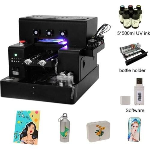 A4 Small Size UV Printer Multifunction impresora UV for Leather Phone Case PVC Plate Acrylic Plate Wooden Metal With UV Ink Set