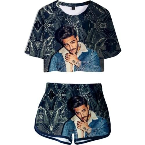 Maluma Colombian singer and songwriter New Fashion Hip Pop 3D Fashion Two-piece Sets Sexy Summer Short Sleeve+Pants Womens Sets