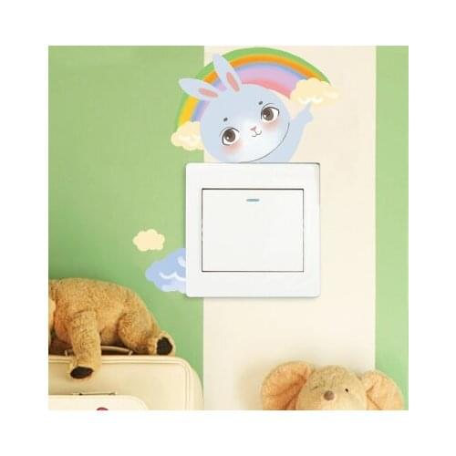 Lovely Rabbit Switch Wall Stickers Creative Living Room Bedroom Wall Decals Cartoon Kindergarten Room Decoration Prints Wall Art