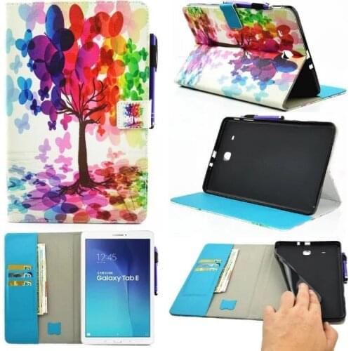Fashion PU Leather OWI Flower Flip Case Cover For Samsung Galaxy Tab E 9.6 T560 T561 Case For Galaxy Tab E 9.6'' SM-T560 Tablet