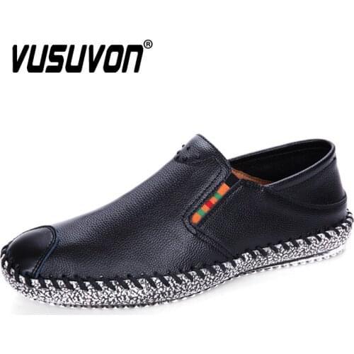 Men Casual Shoes 2020 Fashion Black White Flat Slippers for Men Handmade Moccasins Driving Shoes Genuine Leather Loafers Men