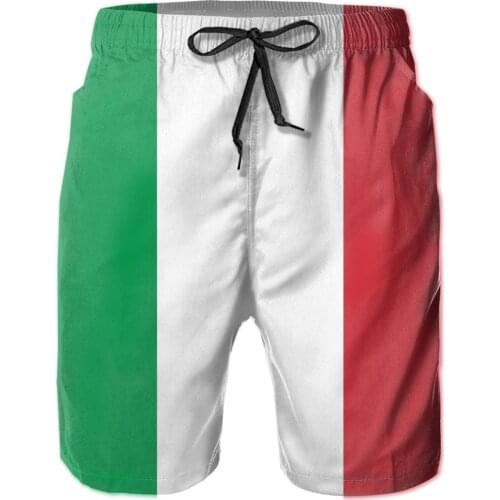 Mens swimming trunks Green White Red Italy Italian swimming board shorts running shorts Surfing shorts swimsuit beach pants