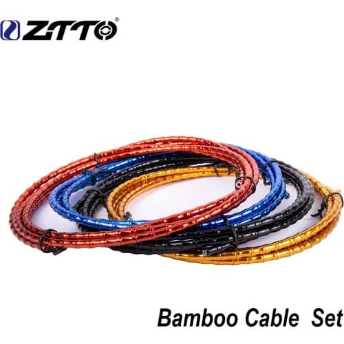 ZTTO Aluminum Bicycle Cable Set For MTB Road Bike Brake/Shifting Bamboo Cable Housing Kit Ultralight Bike Cable Accessories 1.8m