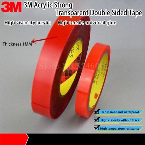 8mm/10mm/12mm/15mm/20mm*2.5M adhesive tape Double-sided sticker strong adhesion transparent clear tape for car heat resistent