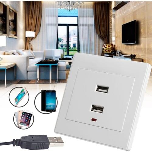 Dual USB Wall Socket Charger AC/DC Power Adapter Plug Outlet Plate Panel On Sale