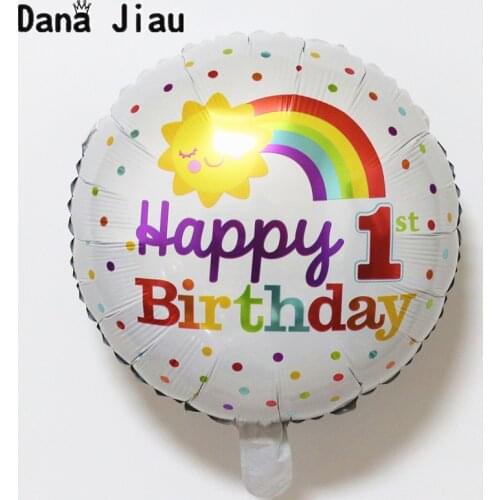 NEW 18inch rainbow 1th happy birthday balloons sweet party decoration ballon kids toy Baby Showers sunshine ball supplier