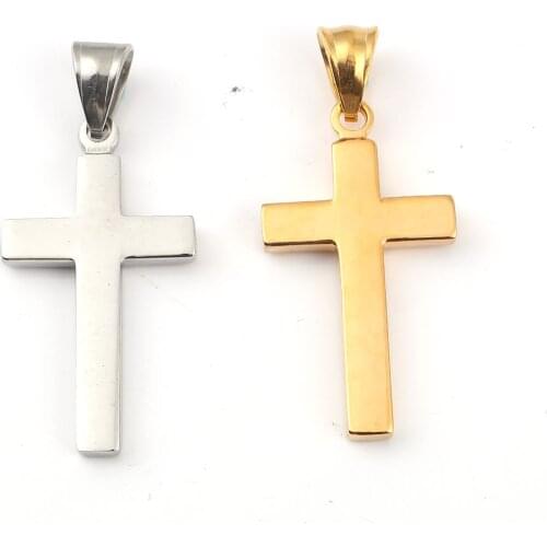 New 316L Stainless Steel Cross Pendant Gold Color Charm Pendants For Bracelets Necklaces Jewelry DIY Making Findings, 1 Piece