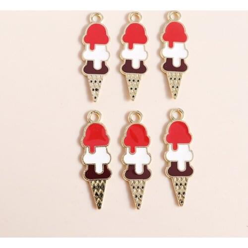 10pcs 8*27mm Ctue Ice Cream Charms Necklaces Earrings Making Accessories Drinks Food Charms for diy Jewelry Making Pendants